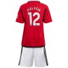 Maillot de Supporter Manchester United Malacia 12 Domicile 2023-24 Pour Enfant